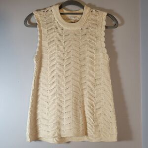 B. Young Vest Sleeveless Knit Cream color 100% Cotton Small NWT
